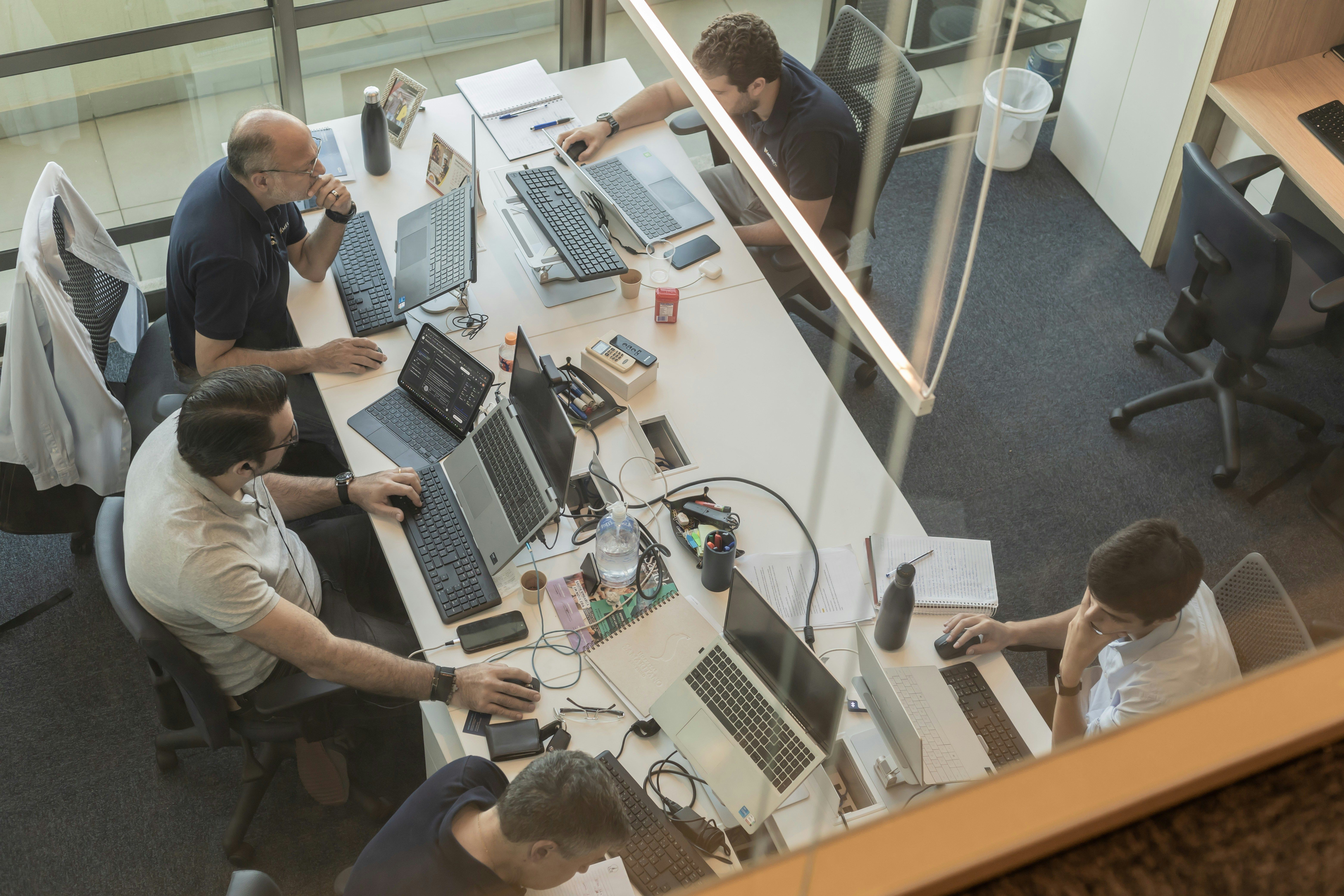 Project managers collaborating in a modern office space